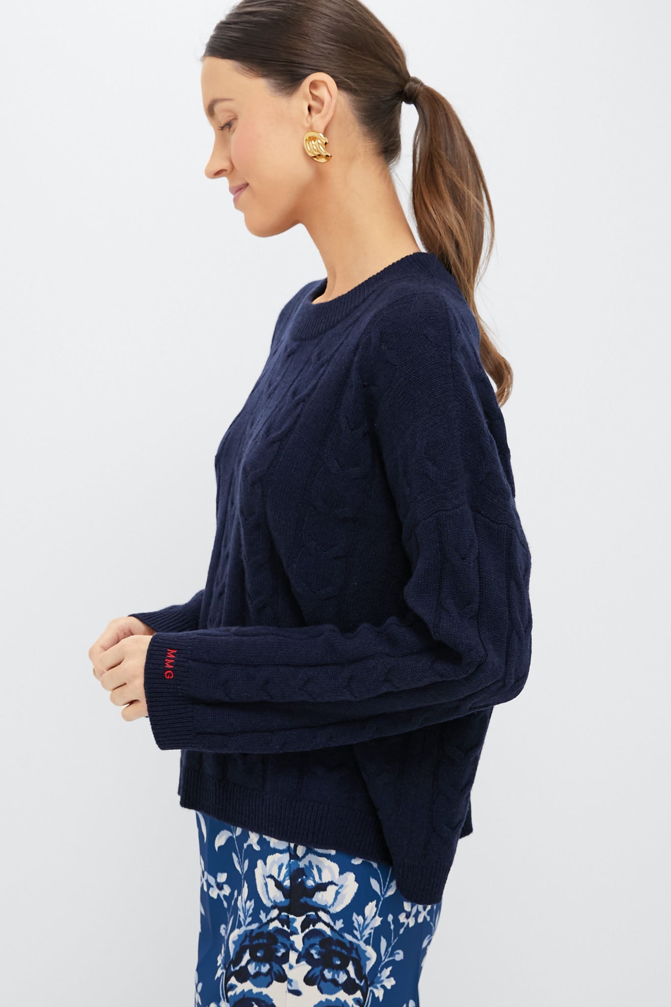 Navy Cashmere Eloise Cableknit Sweater