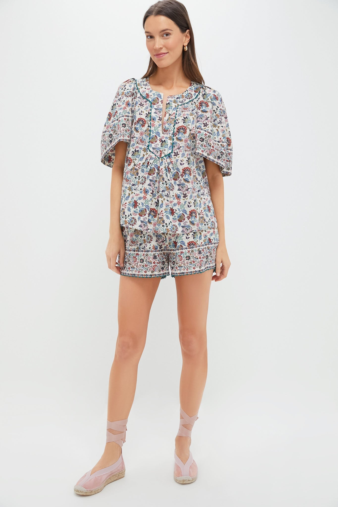 Cream Chintz Finley Flutter Sleeve Top