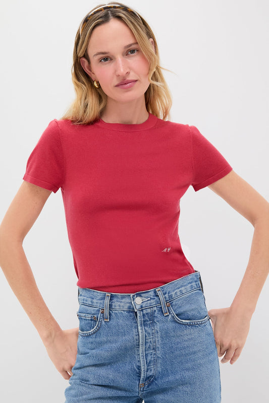Red Cashmere Silk Blend Katie Tee