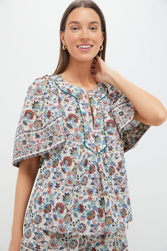 Cream Chintz Finley Flutter Sleeve Top