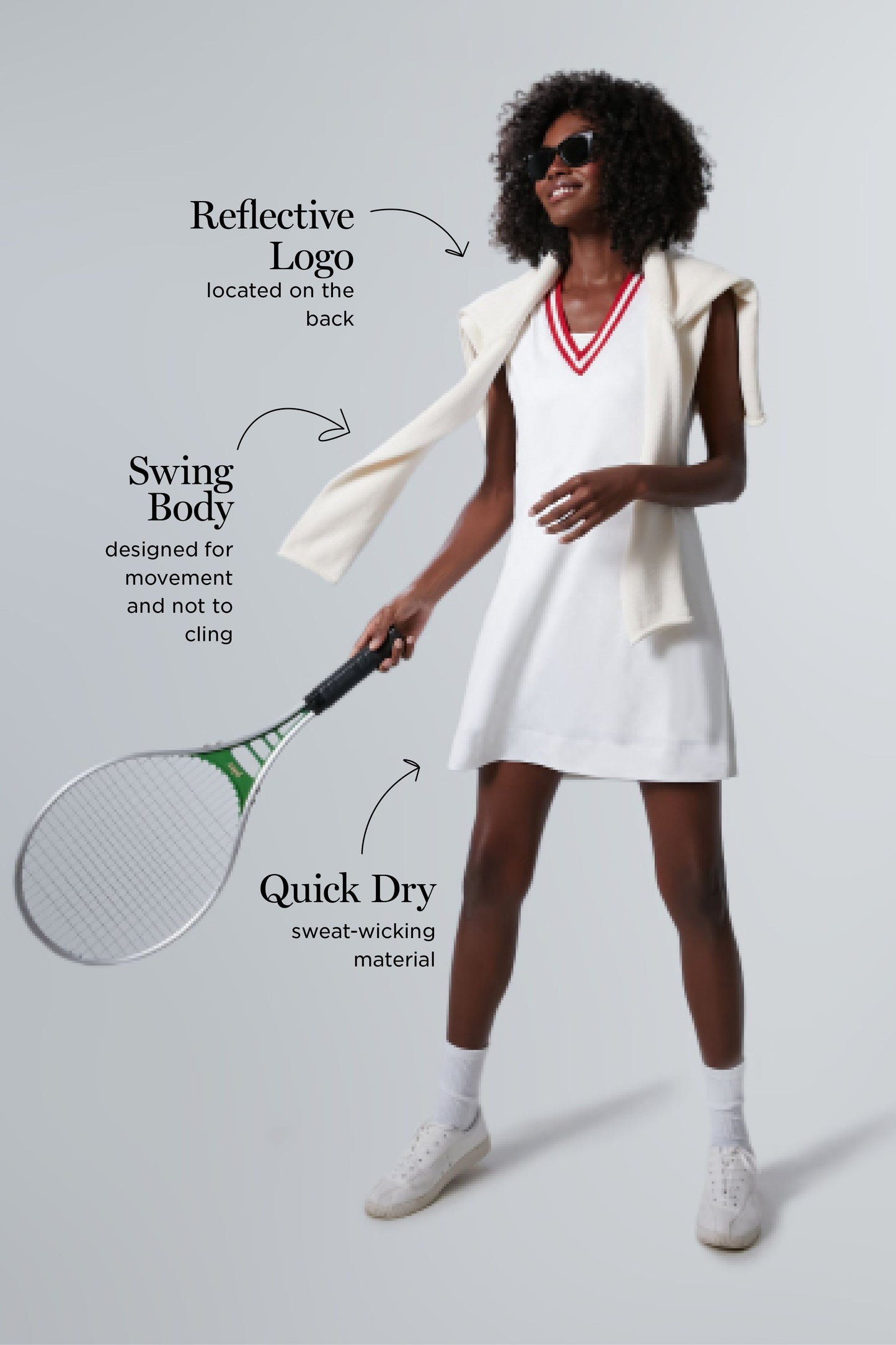 White and Retro Red Suzanne Tennis Dress