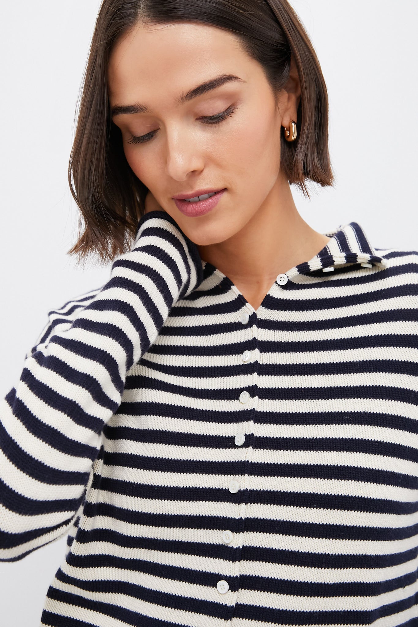 Navy and Ivory Stripe Taylor Cardigan