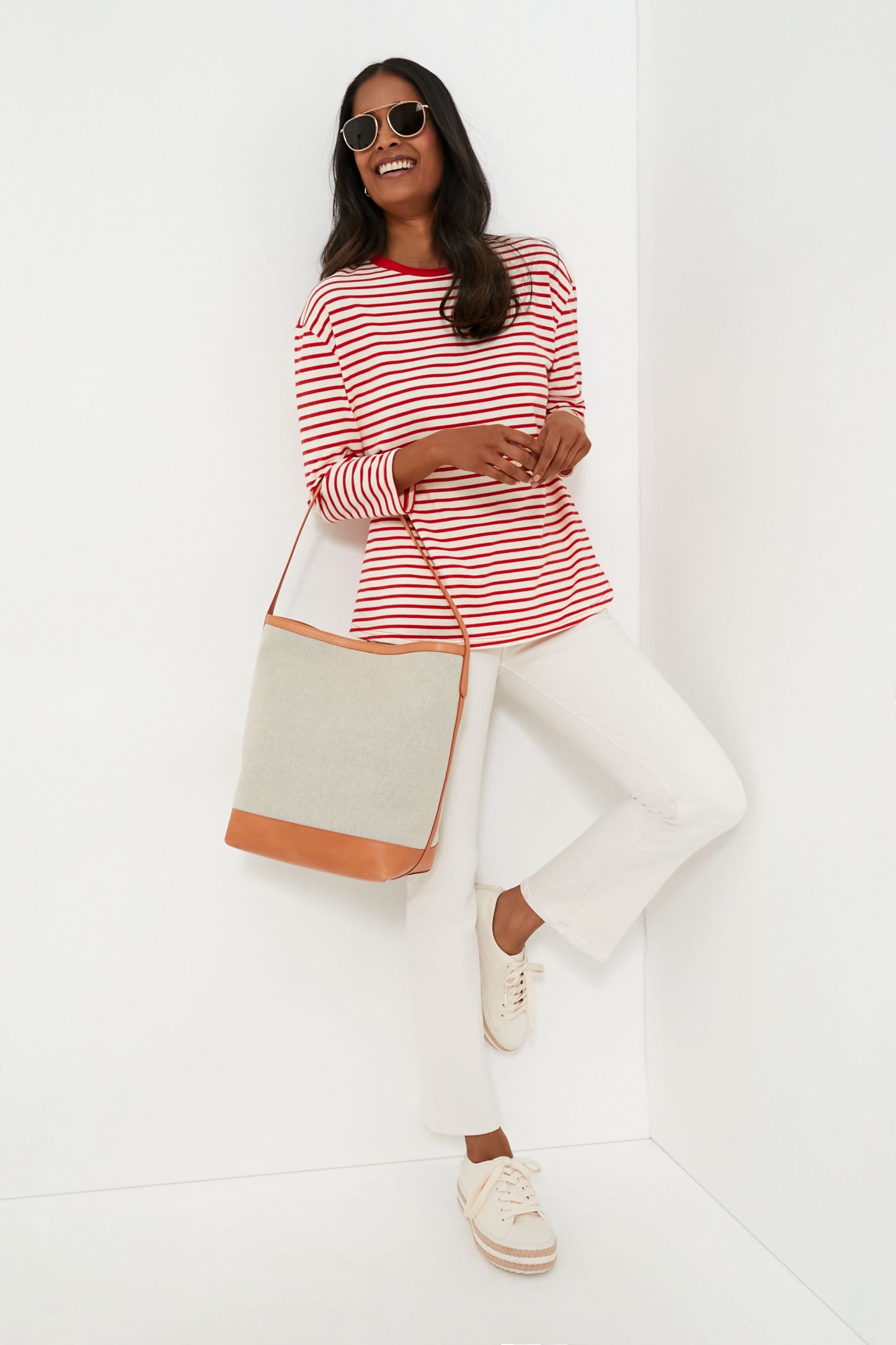 Cherry Striped Knit Popover