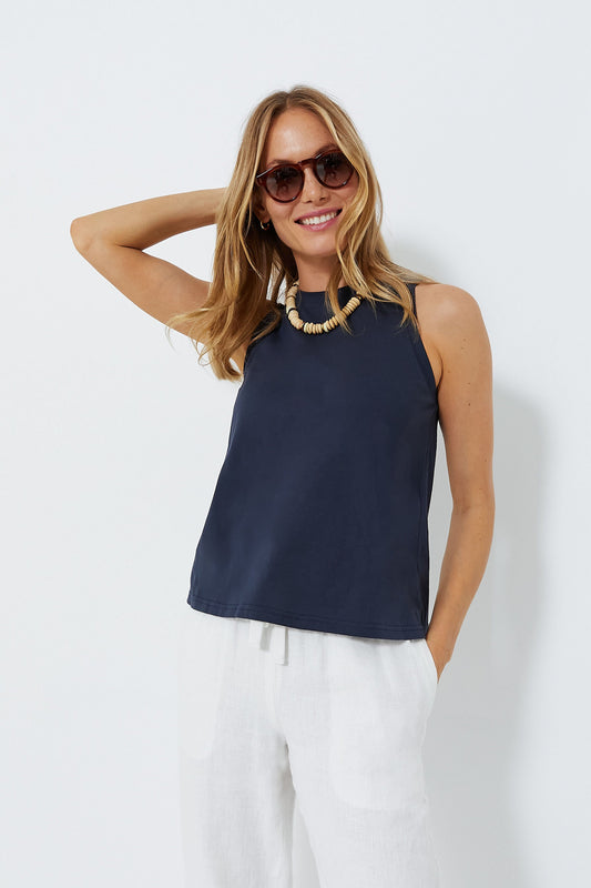 Navy Anthos Cotton Tank