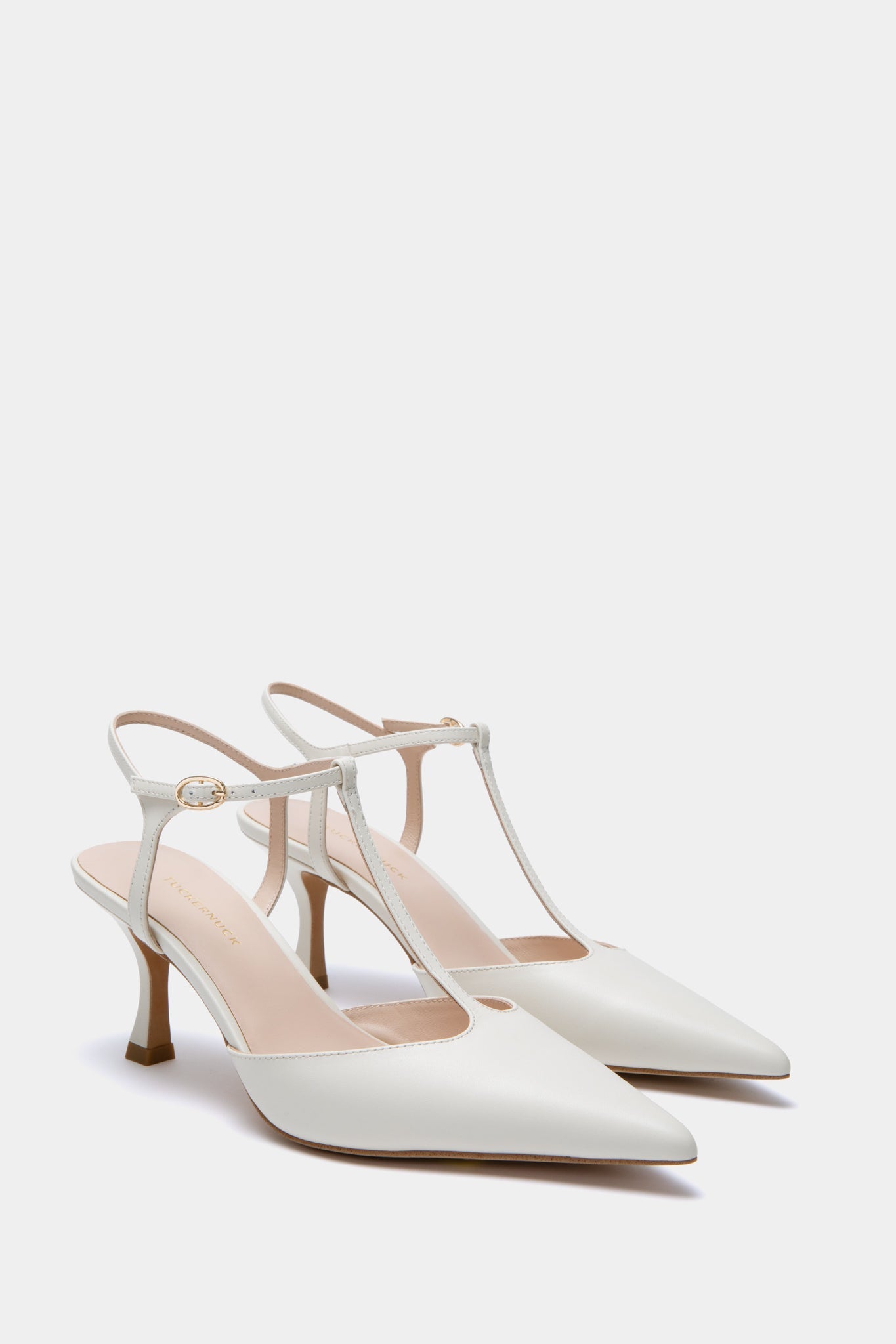 White Nappa Leather Margot Heels