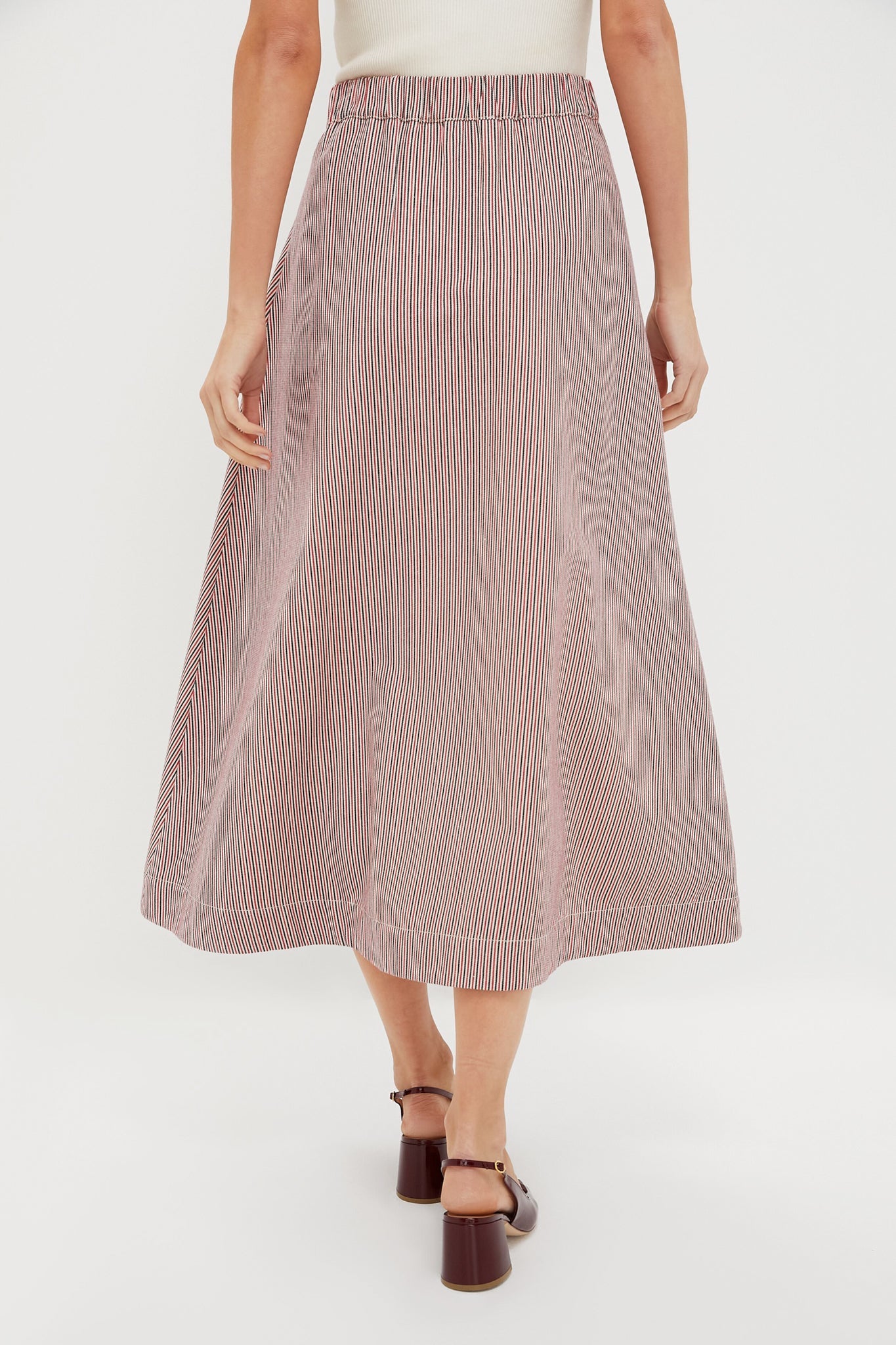 Red Stripe Evelyn Midi Skirt