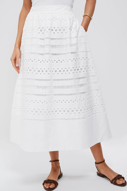 White Cotton Eyelet Laurel Skirt