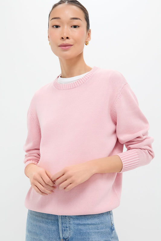 Pink Stone Washed Cotton Anne Crewneck Sweater