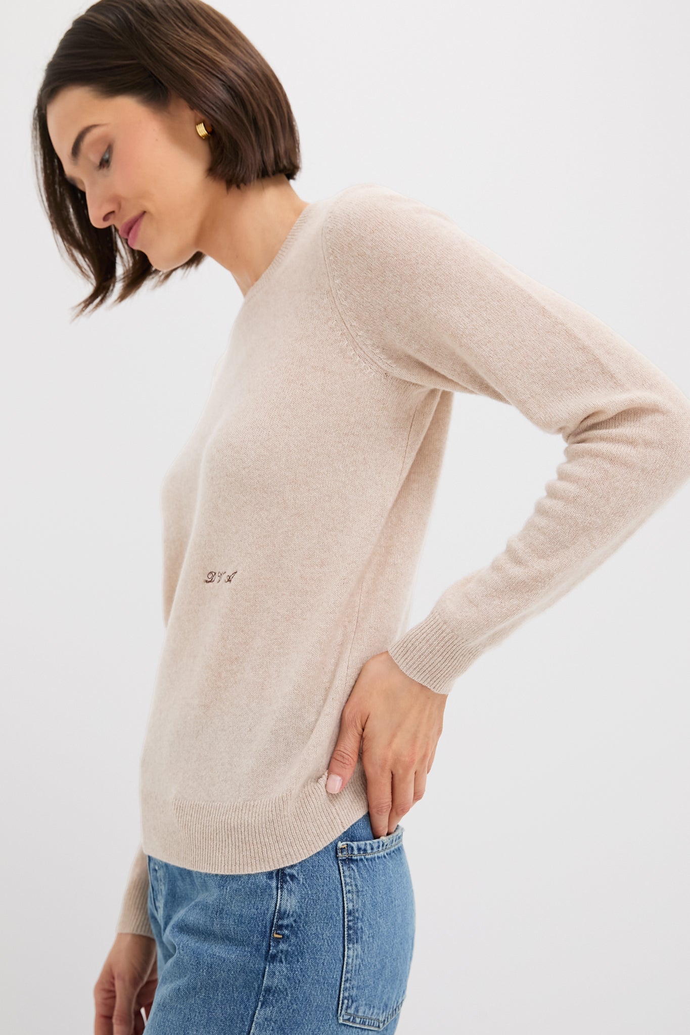 Sandstone Cashmere Crewneck Sweater