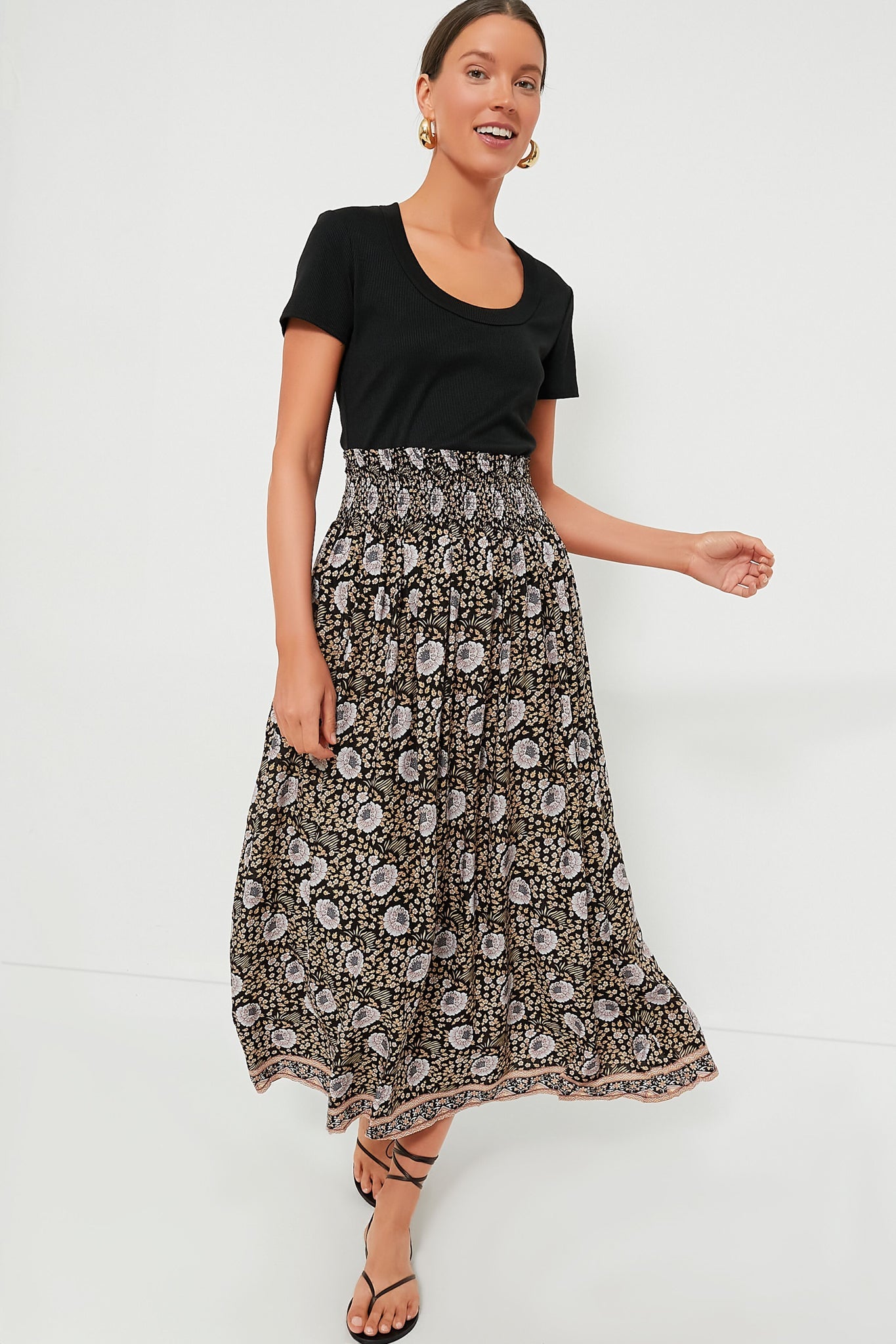 Vintage Flowers Sepia Bella Skirt