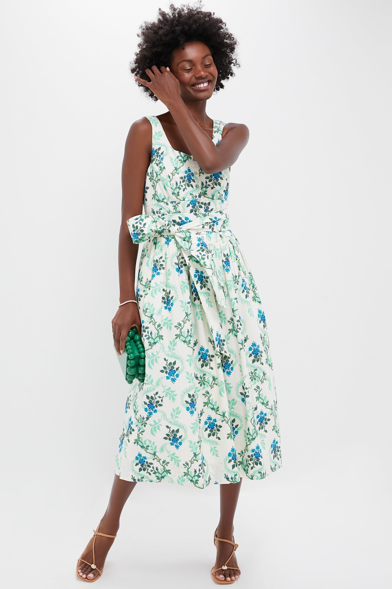 Cerulean Vine Cotton Poplin Sophie Dress