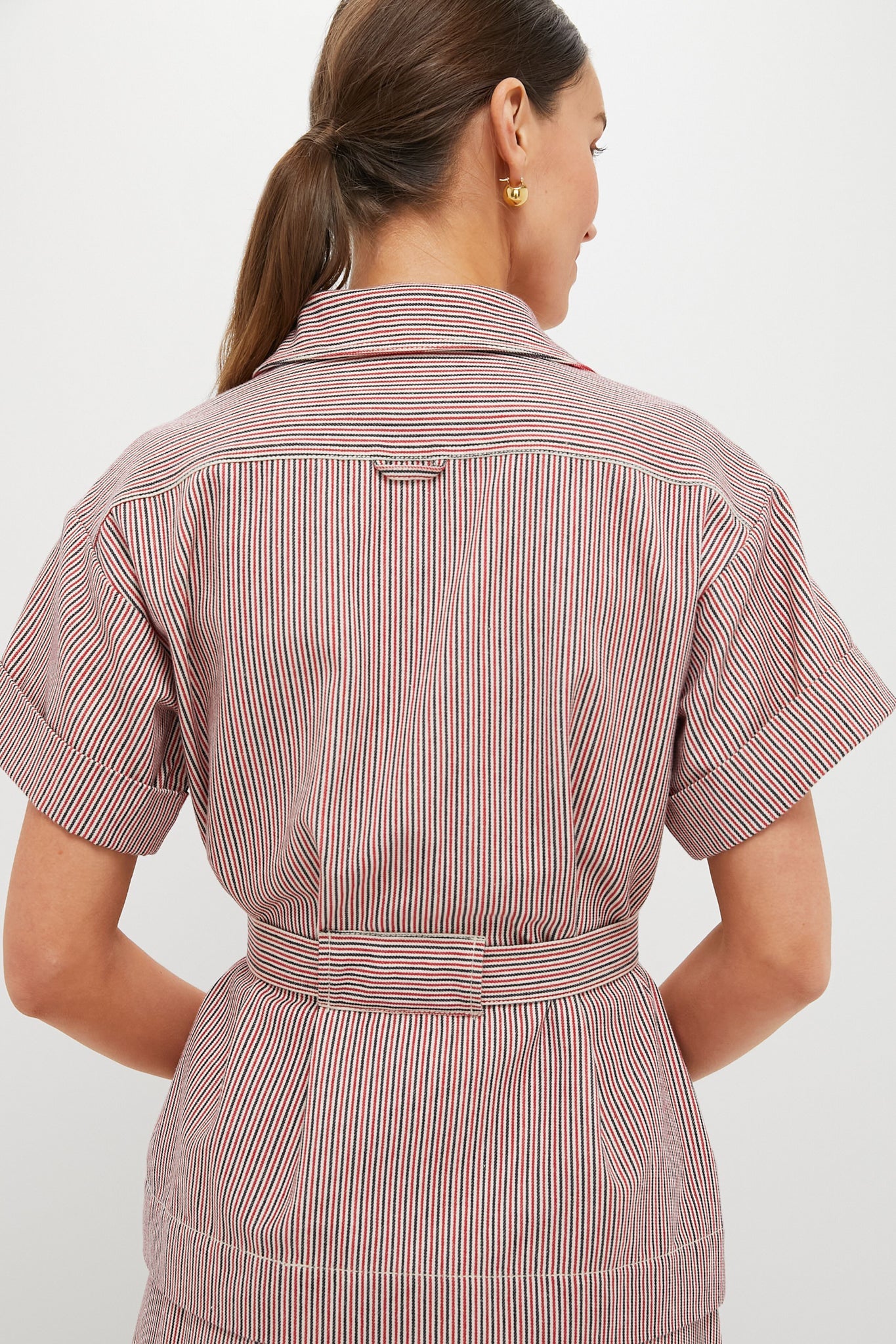 Red Stripe Belted Ava Jacket