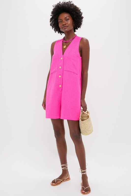 Hot Pink Textured Myla Romper