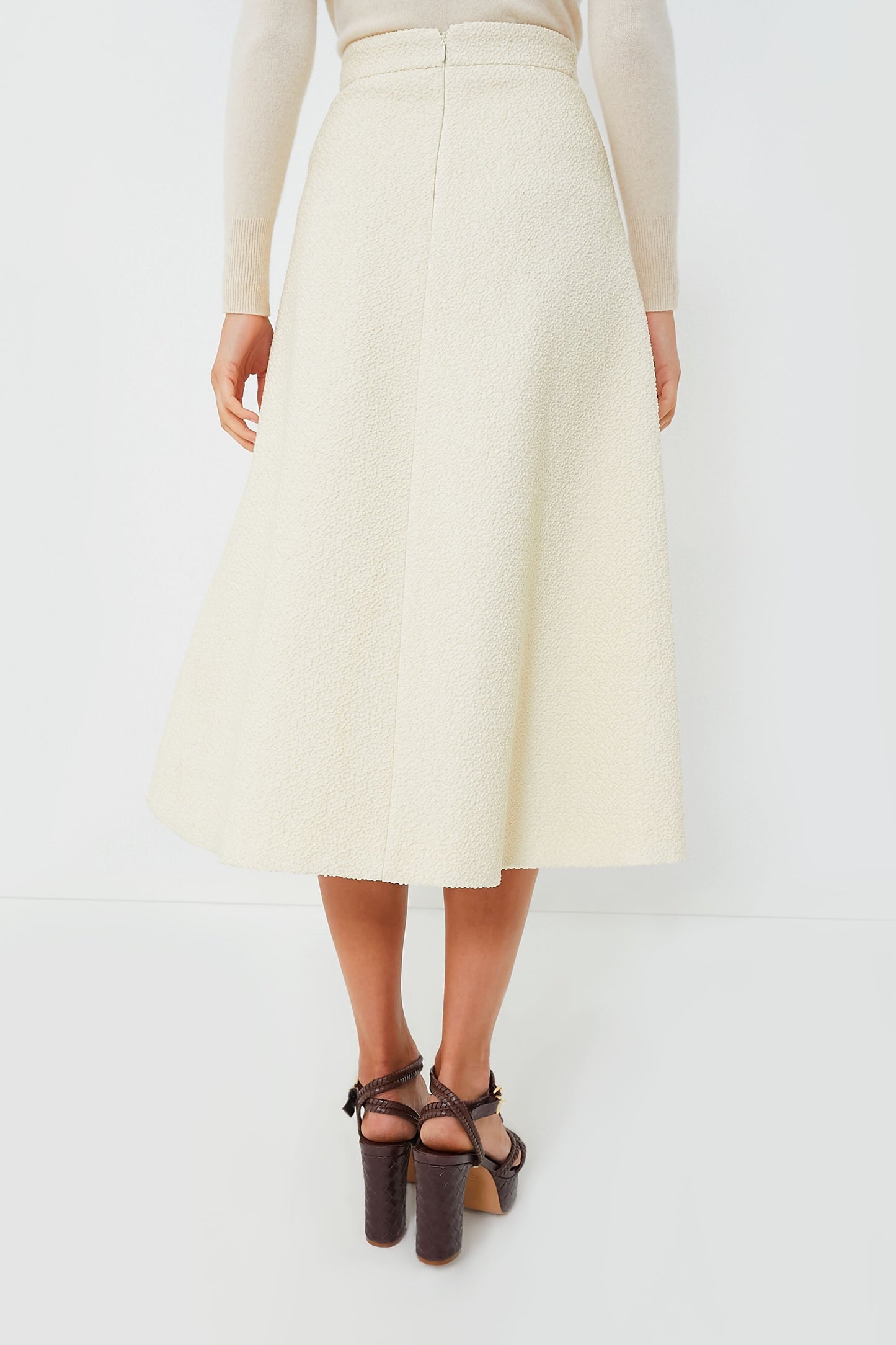 Ivory Torina Cotton Boucle Skirt
