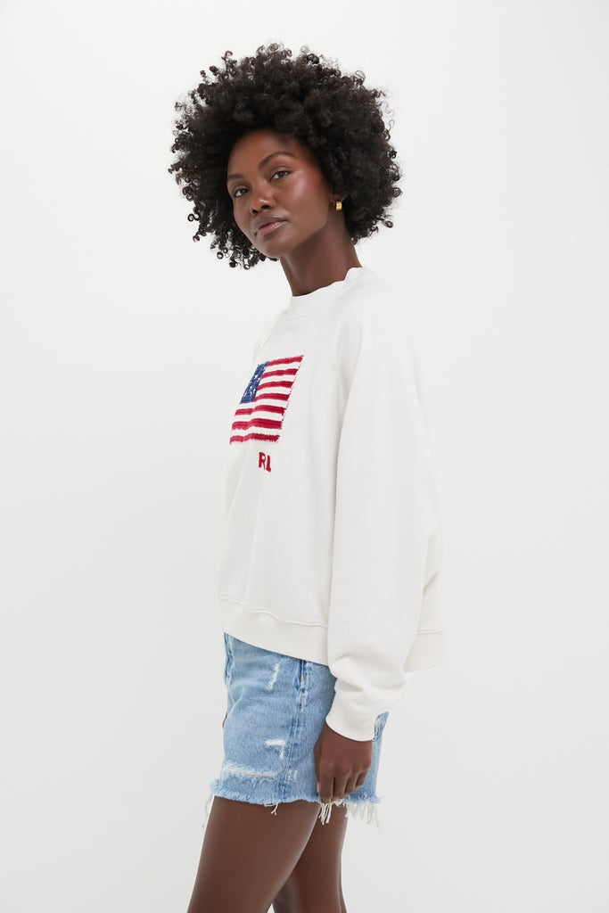 Nevis American Flag Long Sleeve Sweatshirt