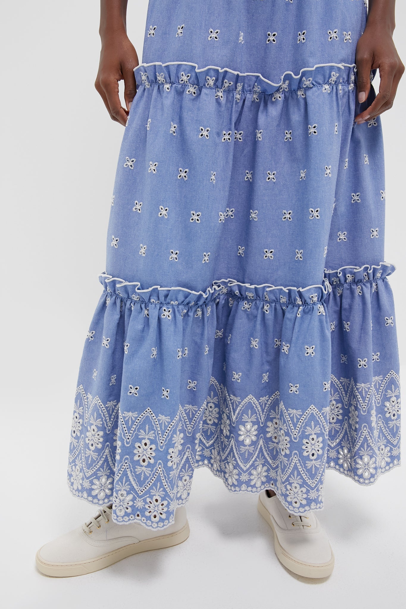 Chambray Embroidered Prado Skirt