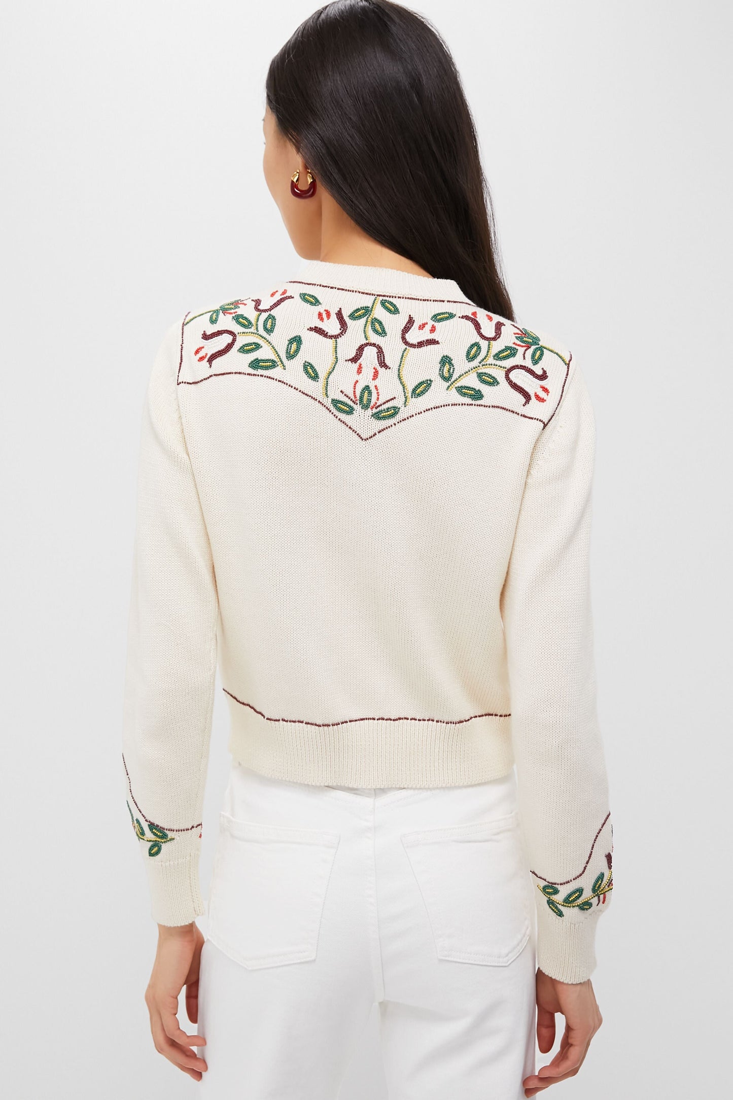 Natural The Western Beaded Cardigan