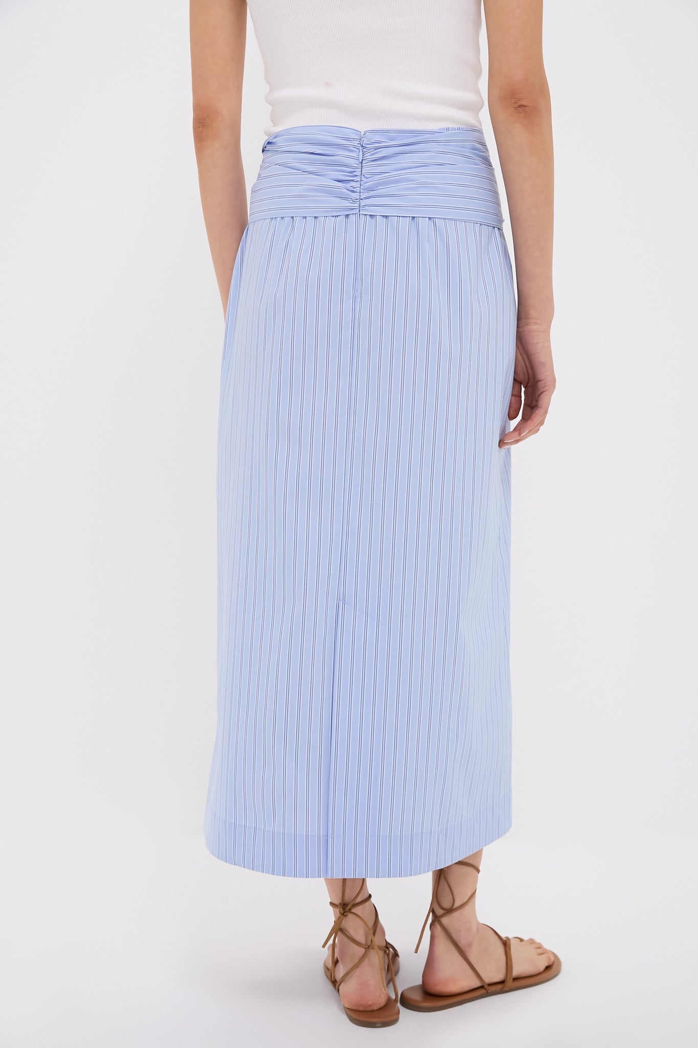Blue and White Stripe Tie Front Cassie Skirt