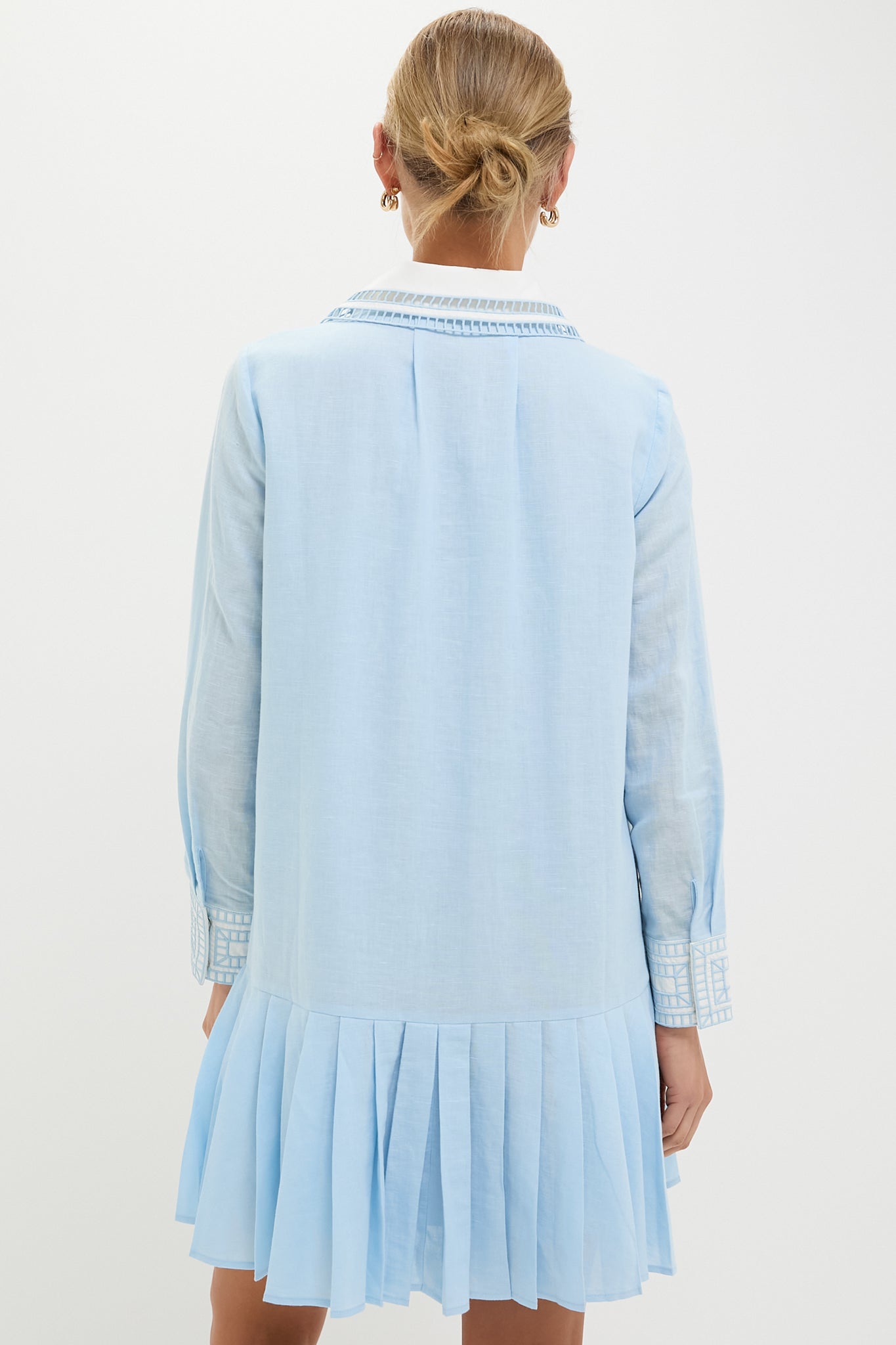 Light Blue Embroidered Collared Tate Dress