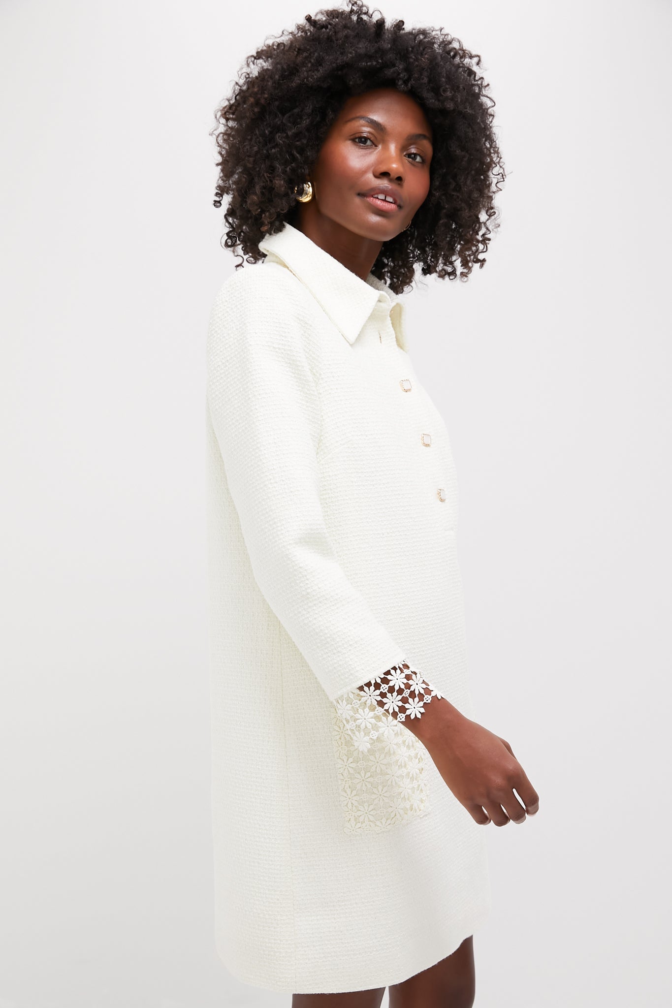 Cream Tweed Nava Dress
