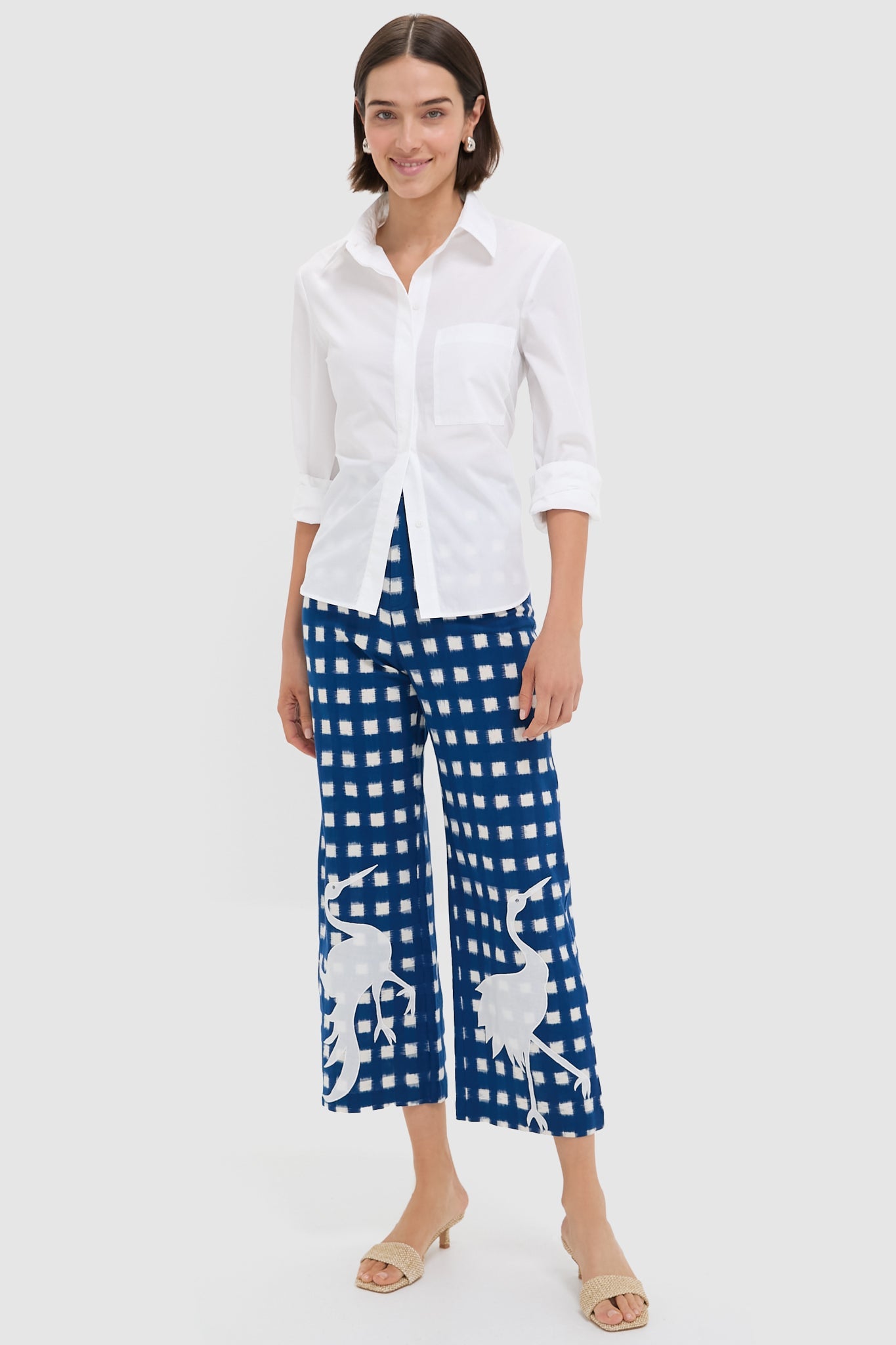 Blue Embroidery Picnic Trousers