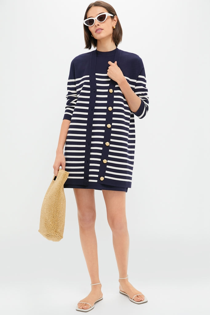Navy and White Stripe Knit Liv Cardigan