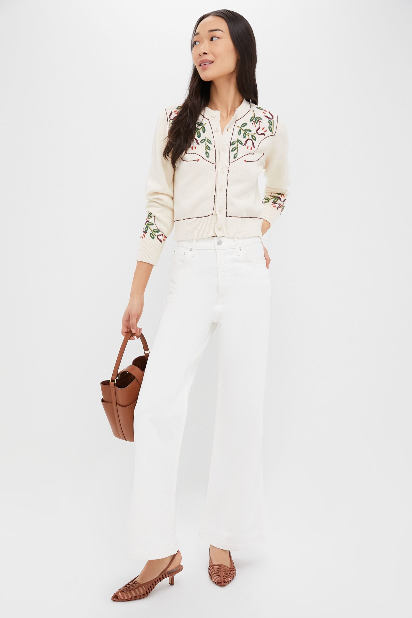 Natural The Western Beaded Cardigan
