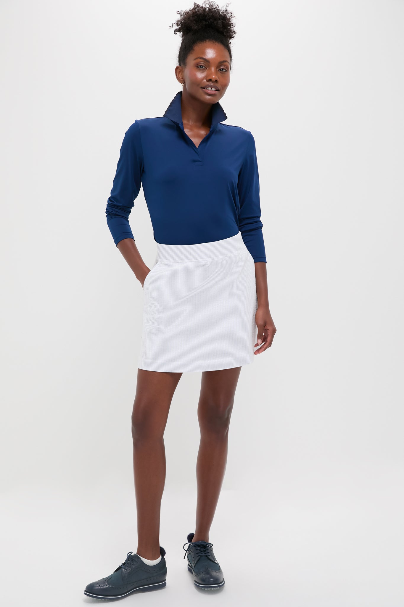 Navy Long Sleeve Caroline Polo