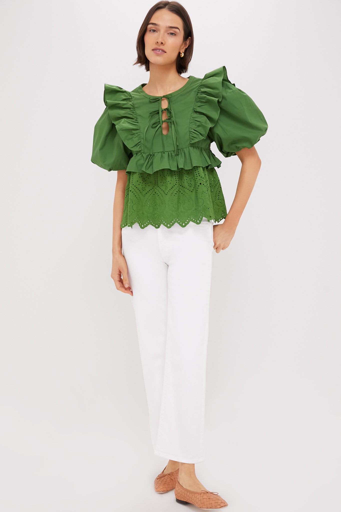 Forest Green Ruffle Nadia Blouse