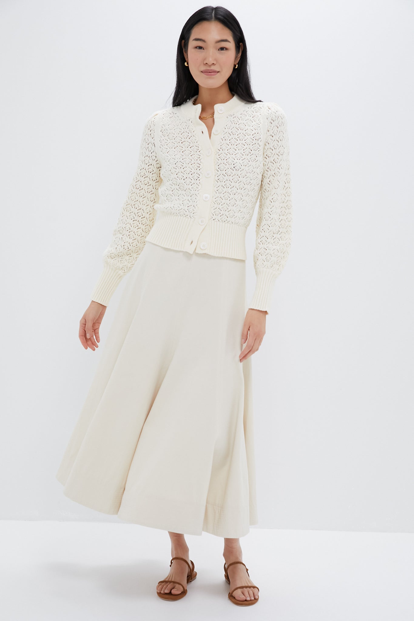 Ivory Pointelle Colette Cardigan
