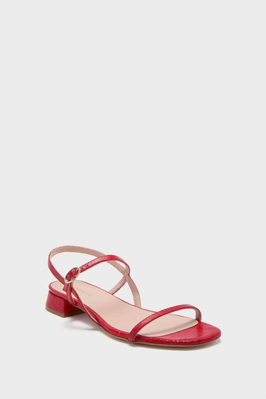 Red Embossed Leather Evelyn Sandals