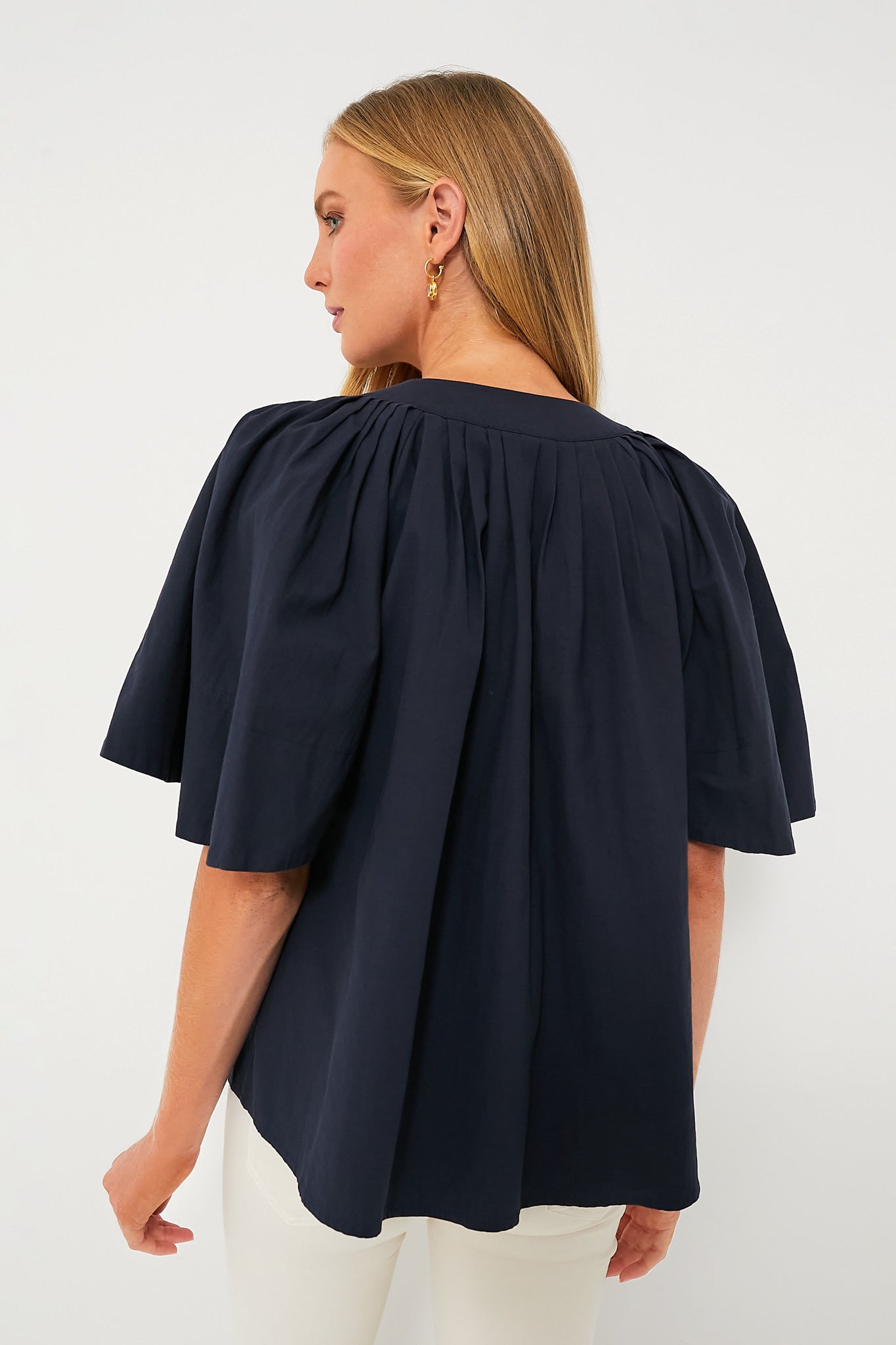 Navy Finley Flutter Sleeve Top