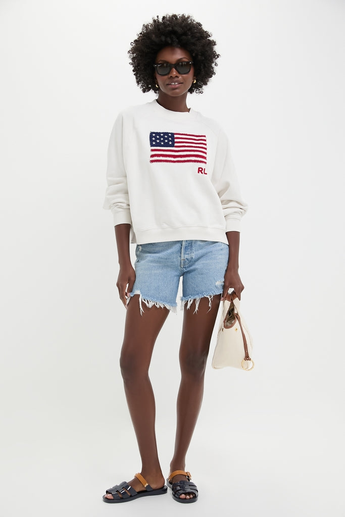Nevis American Flag Long Sleeve Sweatshirt