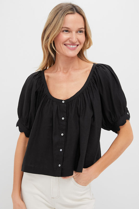 Black Linen Tully Top