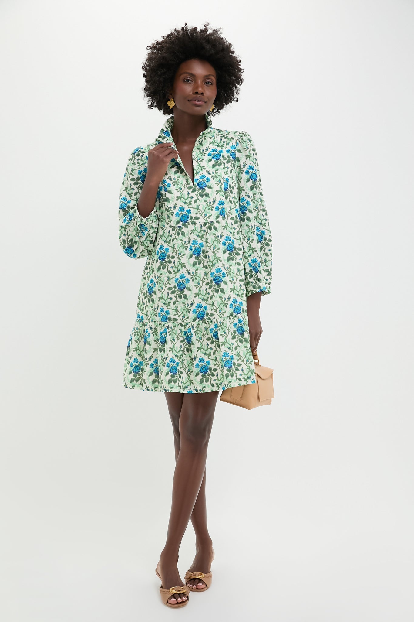 Cerulean Vine Cotton Linen Palmerston Dress