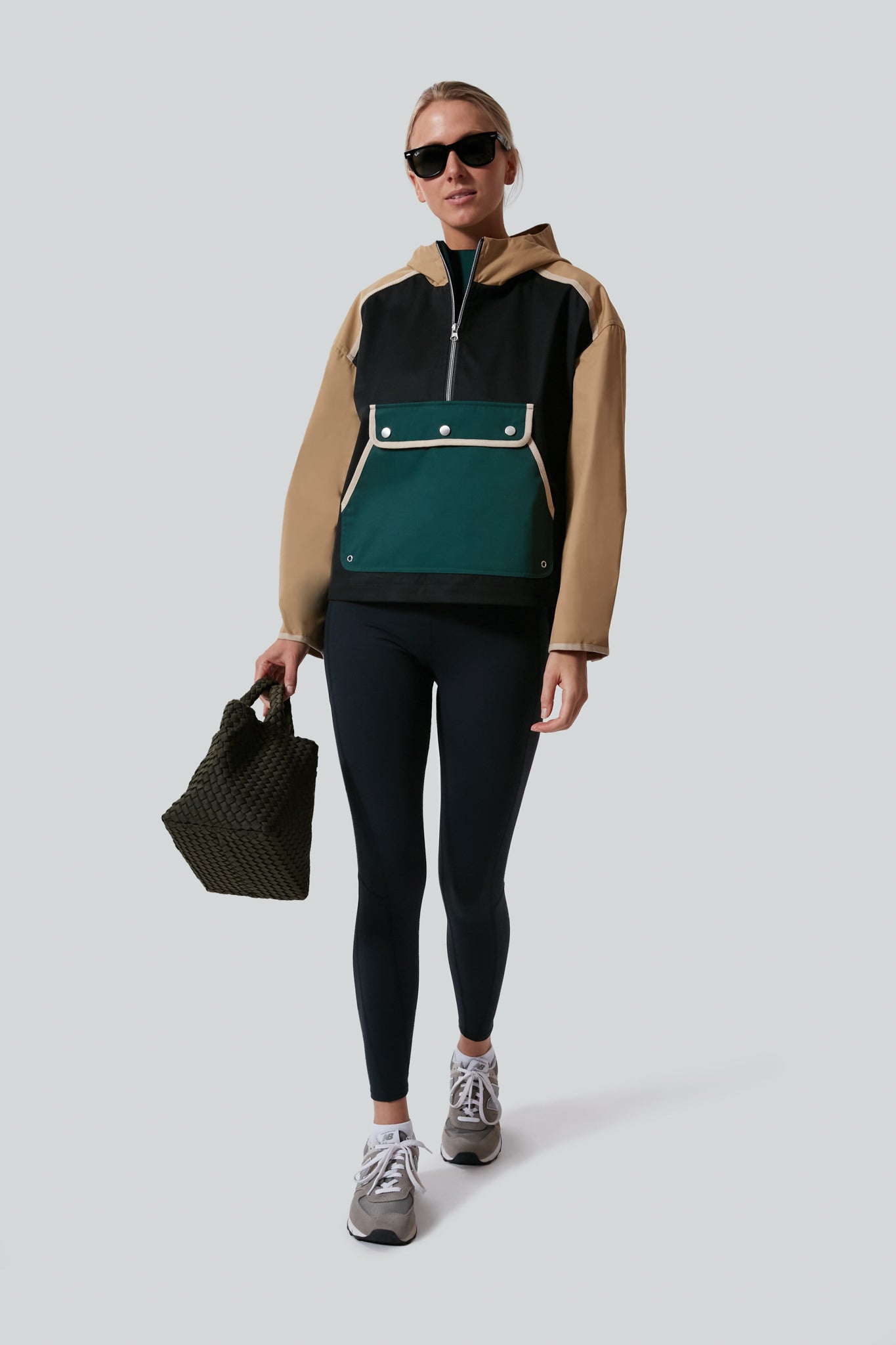 Black and Beige Water Repellant Edwards Anorak