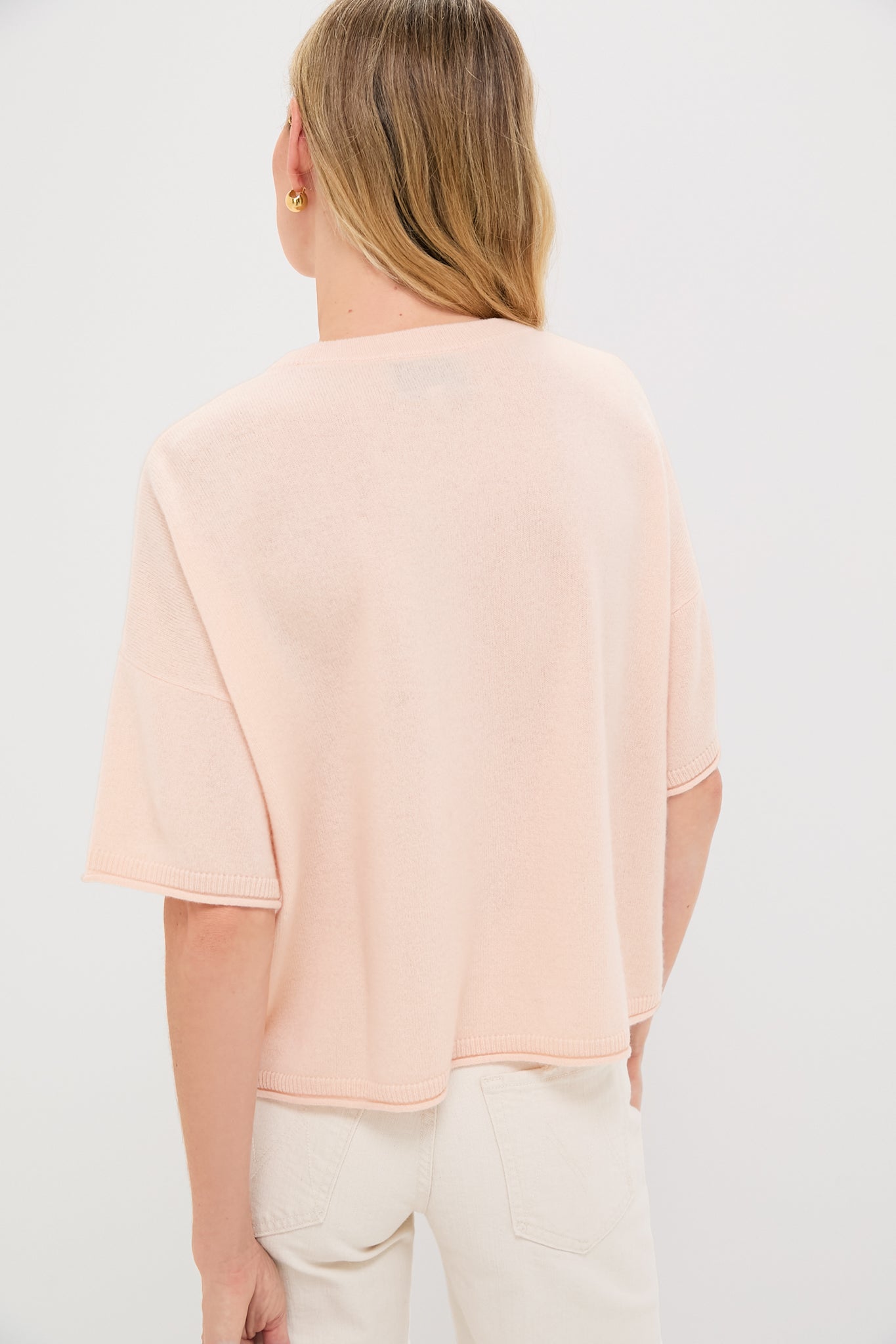 Soft Pink Short Sleeve Cashmere Lila Sweater