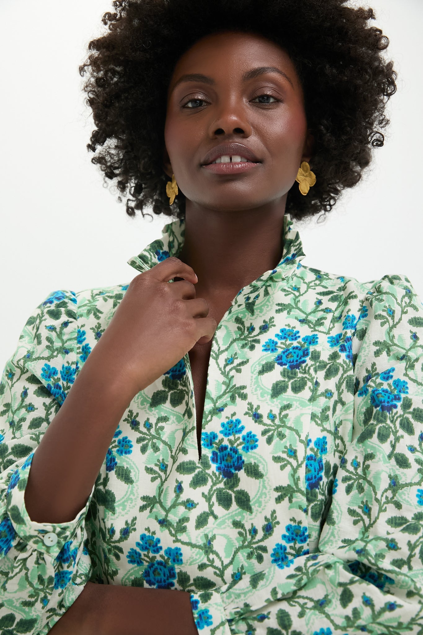 Cerulean Vine Cotton Linen Palmerston Dress