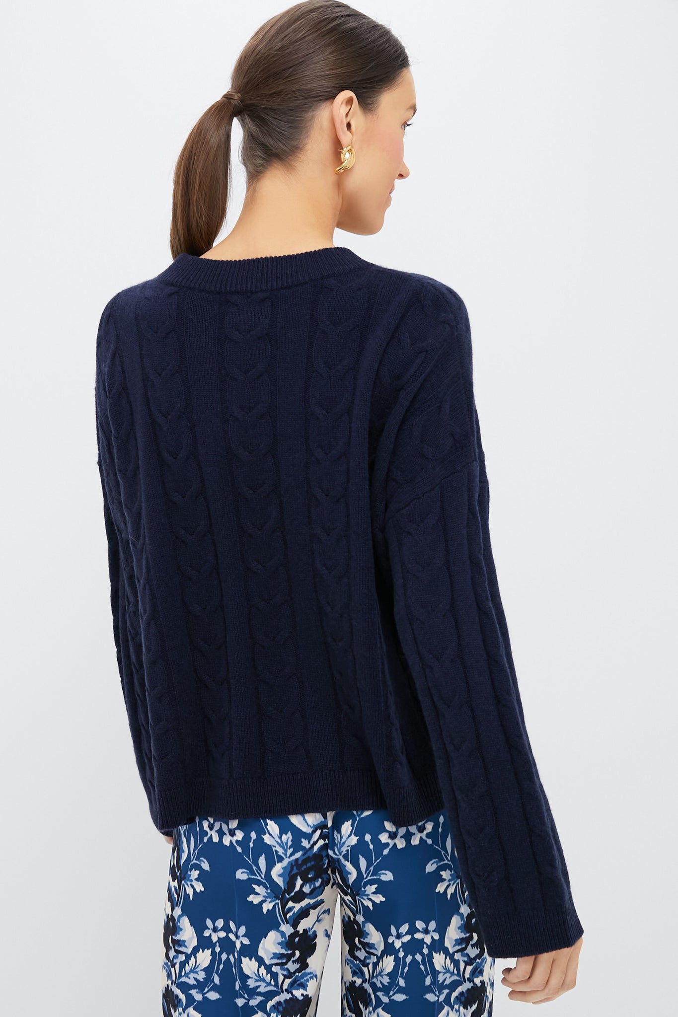 Navy Cashmere Eloise Cableknit Sweater