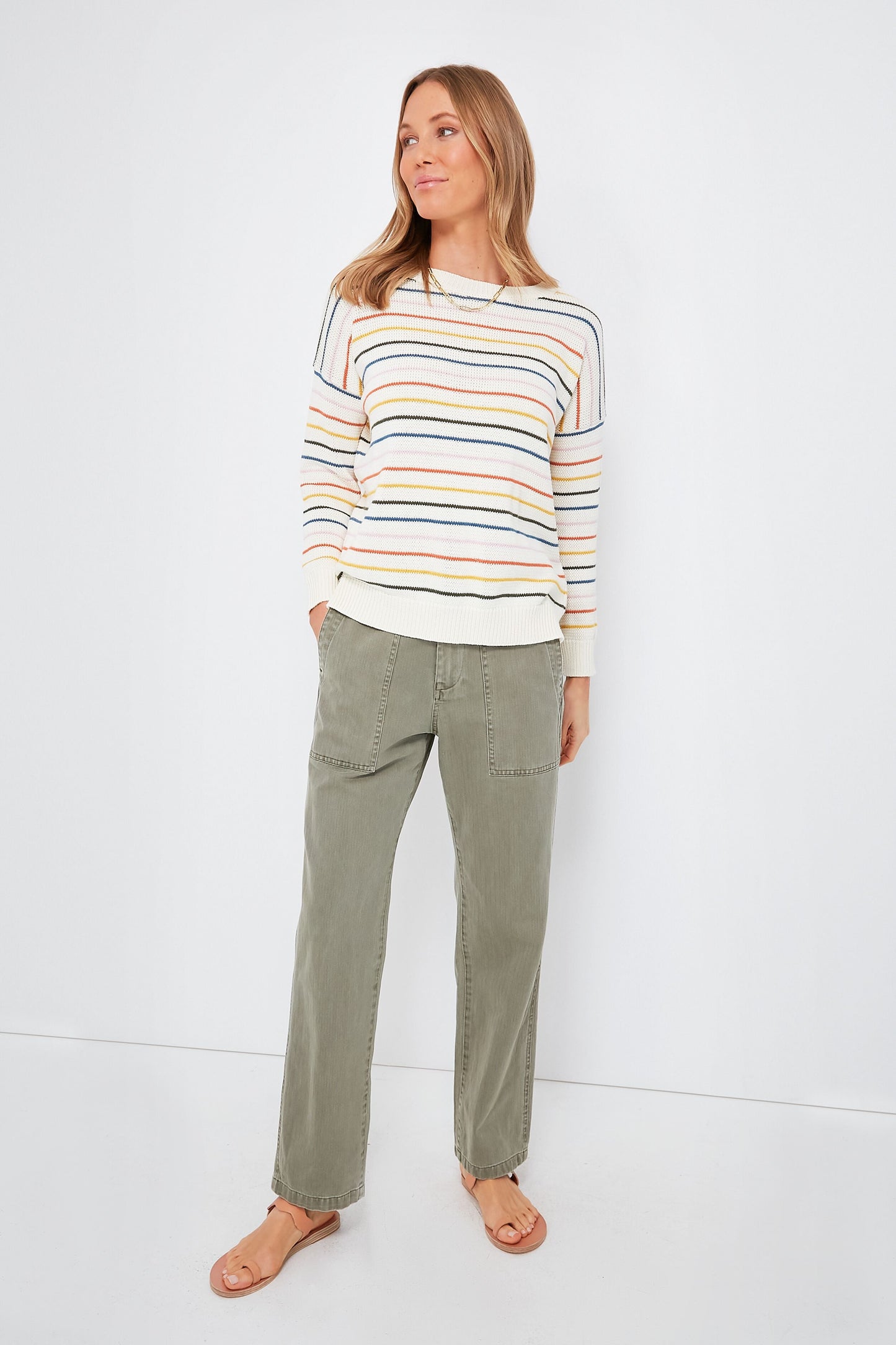 Rainbow 5 Stripe Organic Carolyn Sweater