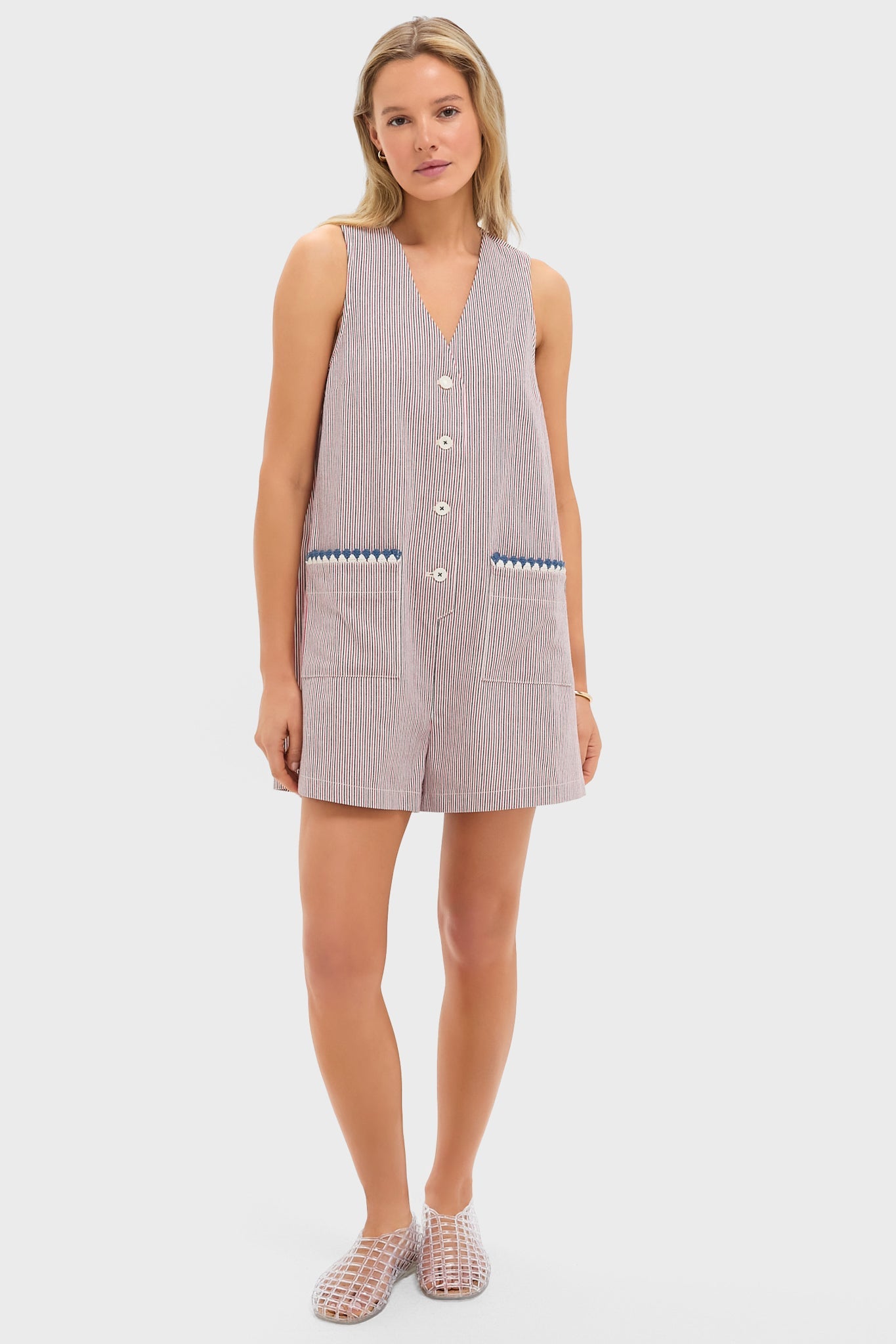 Red and Blue Stripe Myla Romper