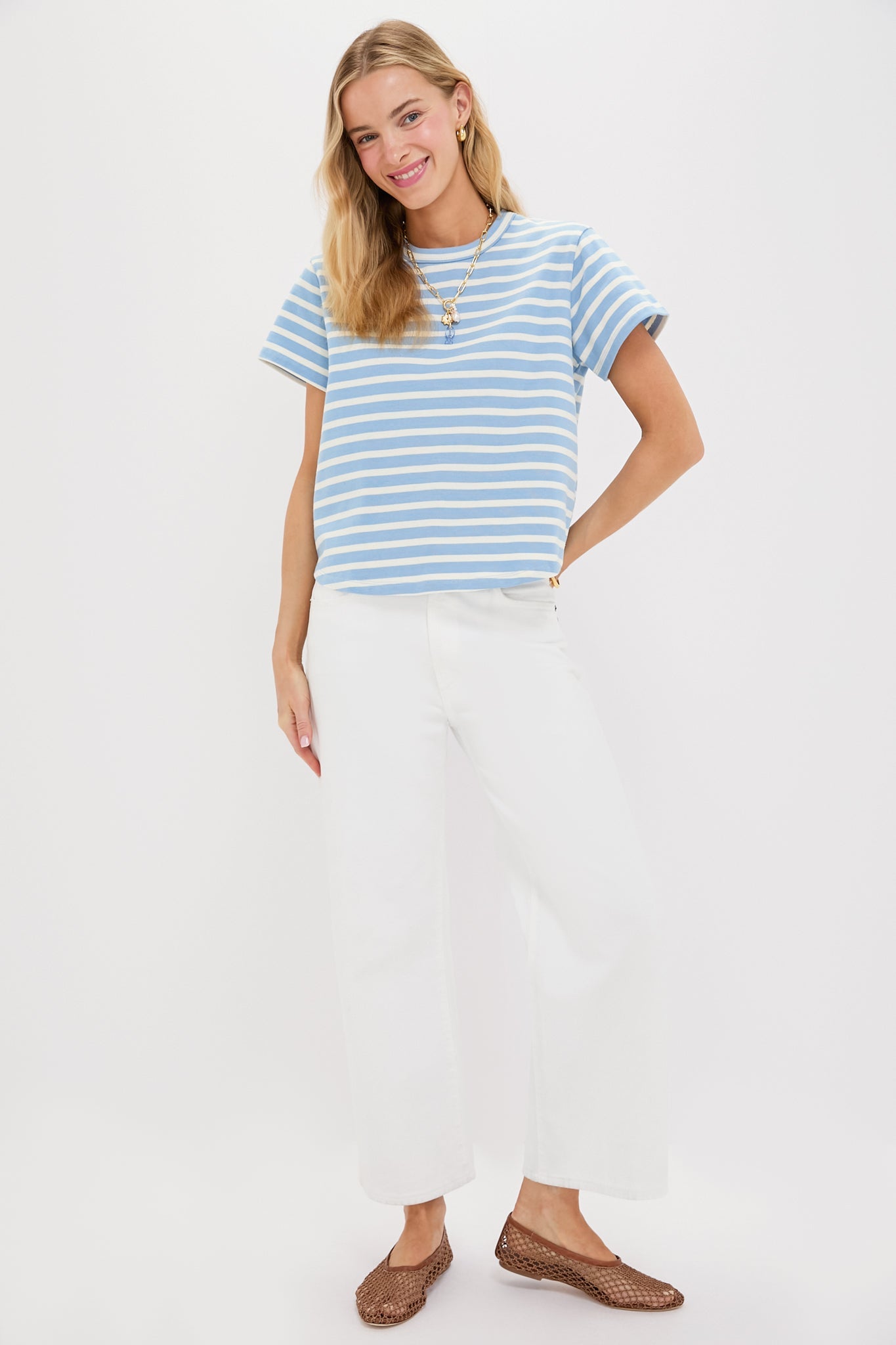 Light Blue Stripe Parker Classic Tee