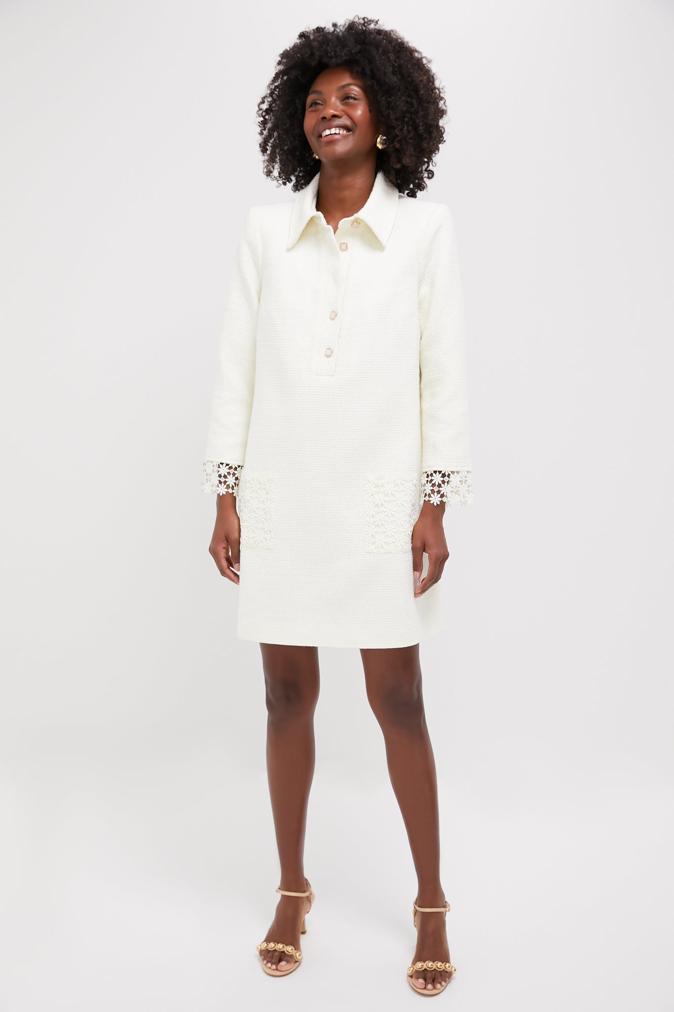 Cream Tweed Nava Dress