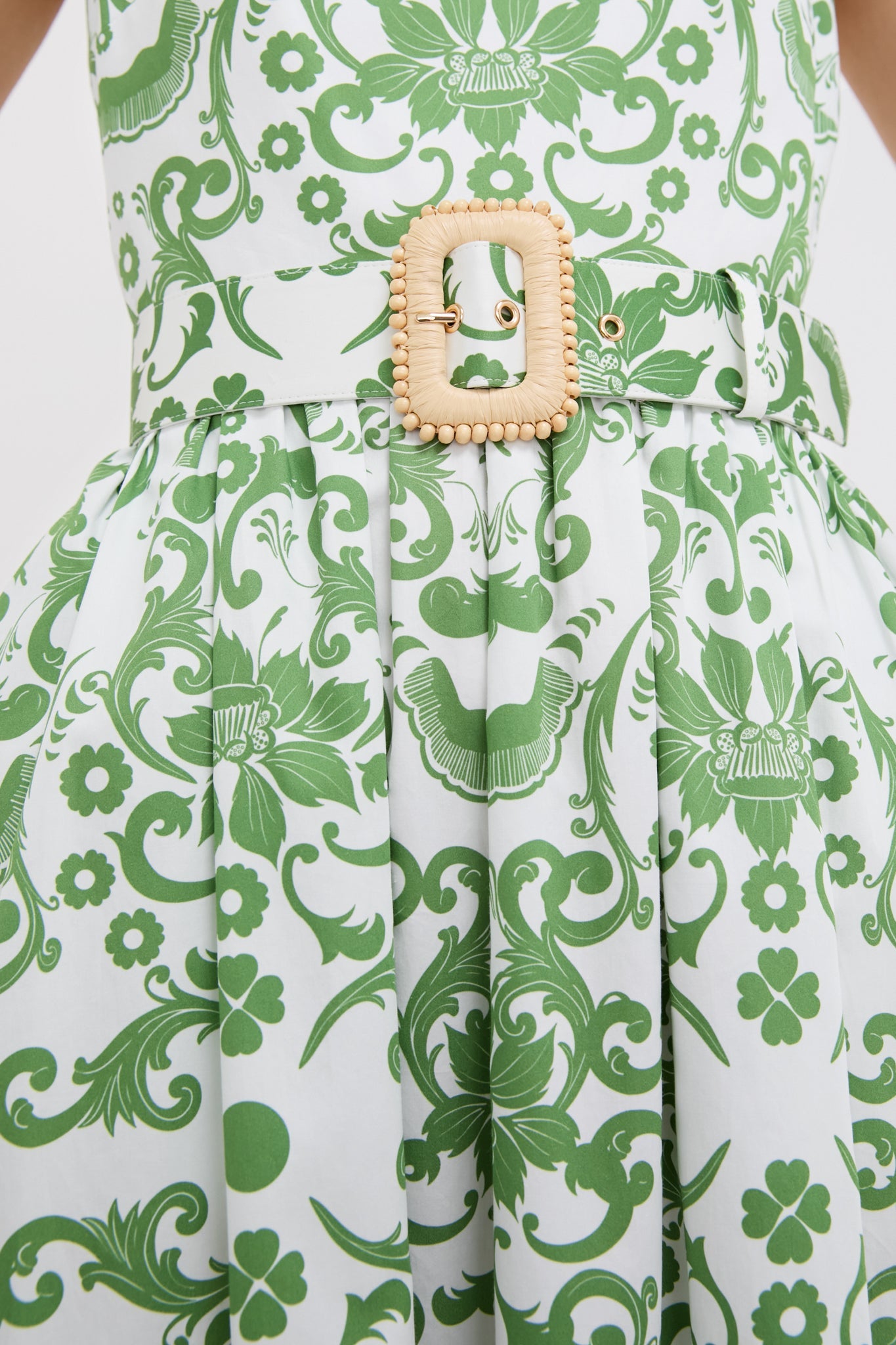 Exclusive White and Green Ninet Dress