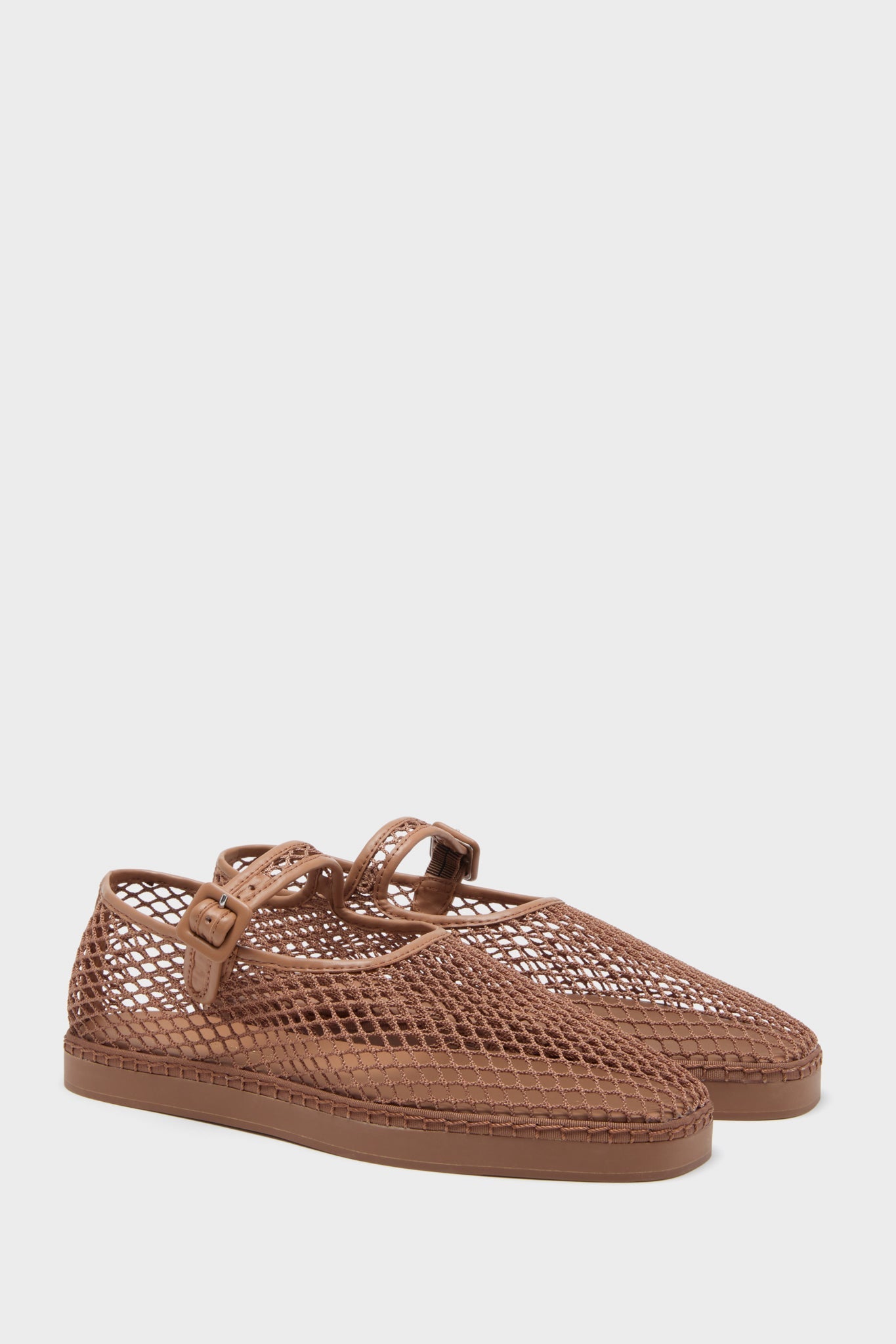 Brown Netted Mesh Rita Mary Janes