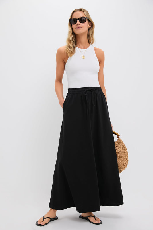 Black Pique Ballard Maxi Skirt