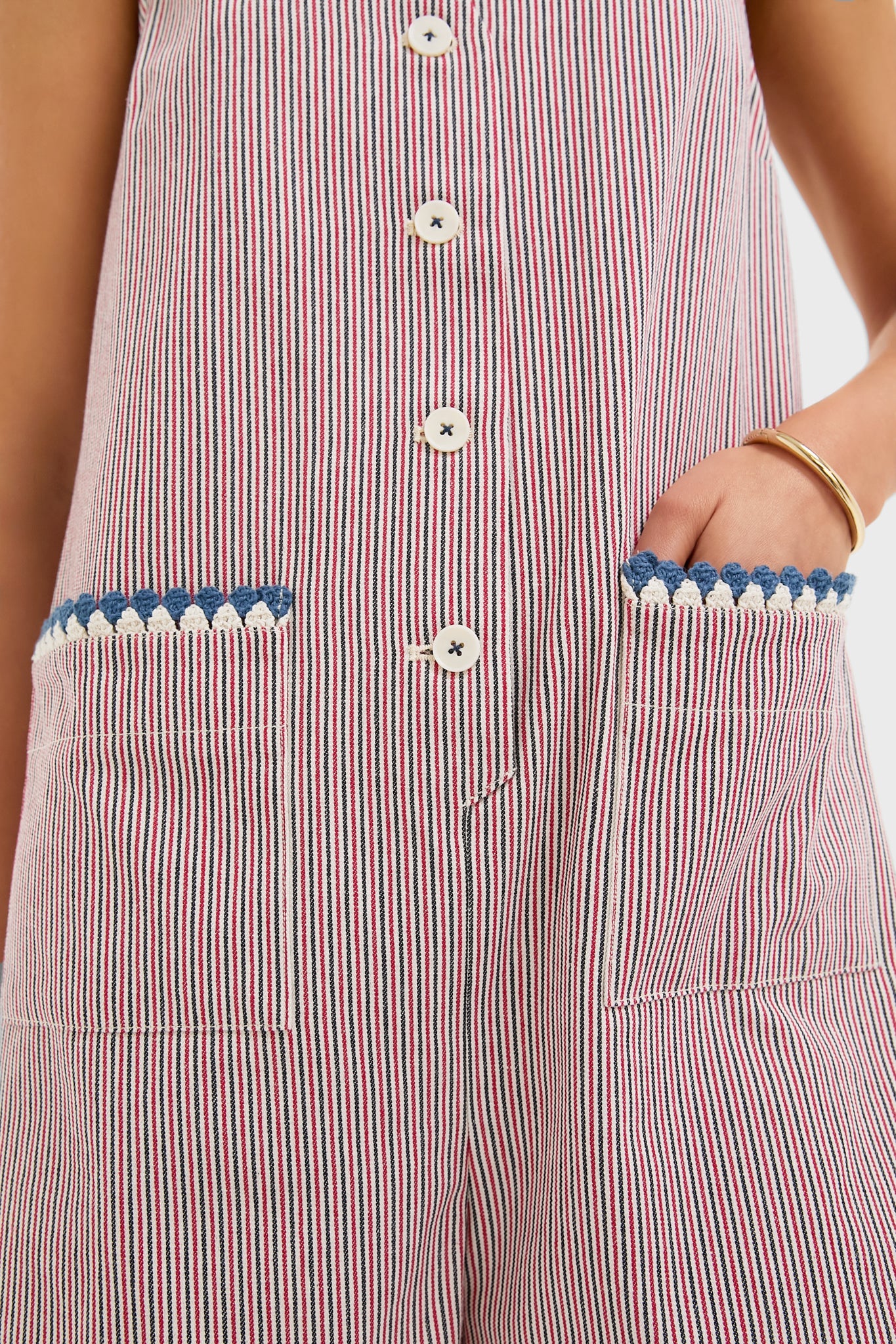 Red and Blue Stripe Myla Romper