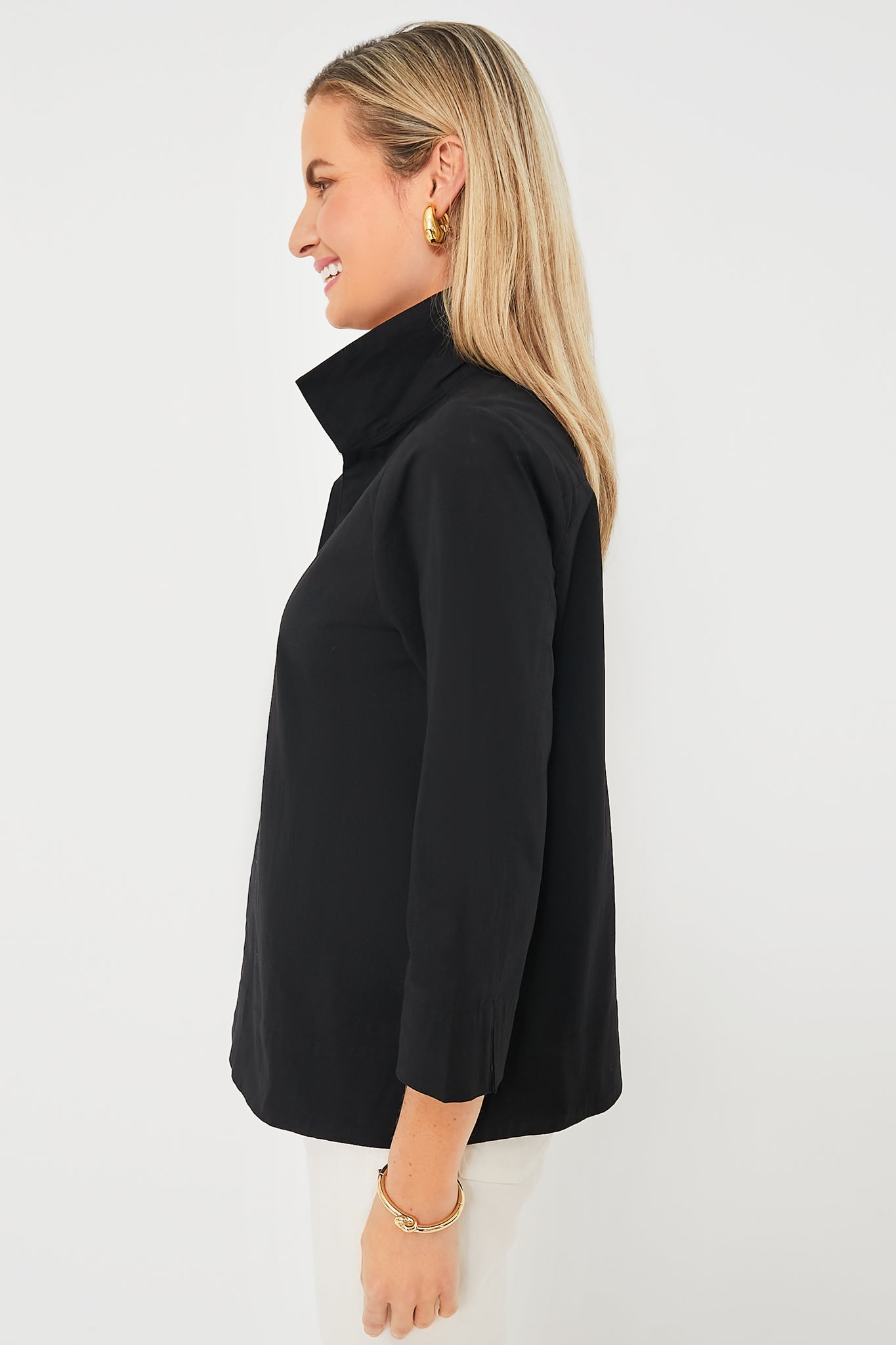 Black Margot Stand Collar Blouse