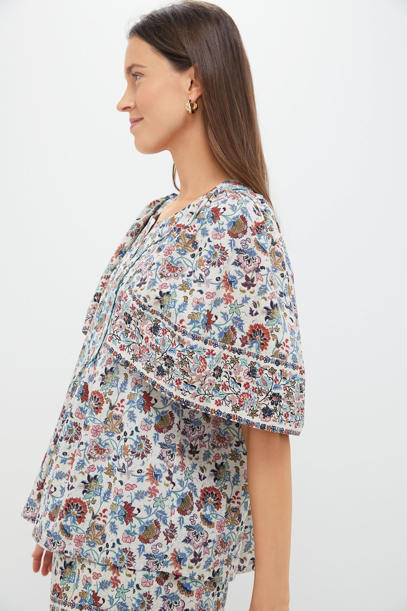 Cream Chintz Finley Flutter Sleeve Top