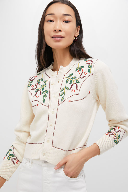 Natural The Western Beaded Cardigan